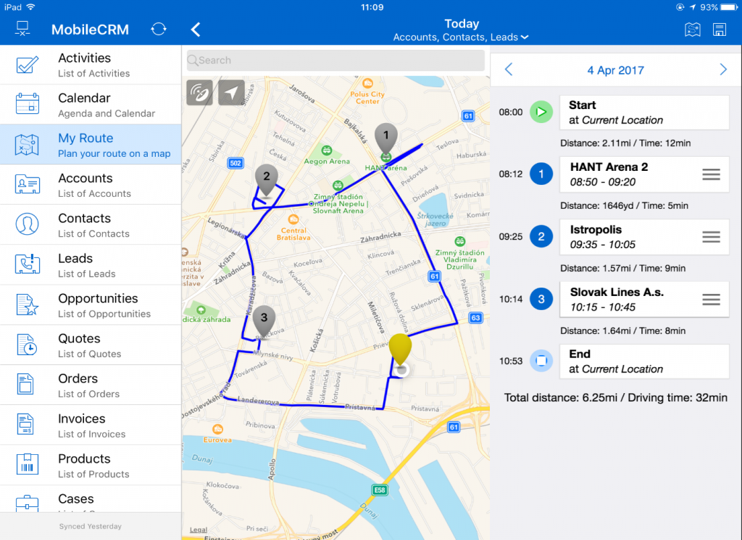 sample in app Route plan
