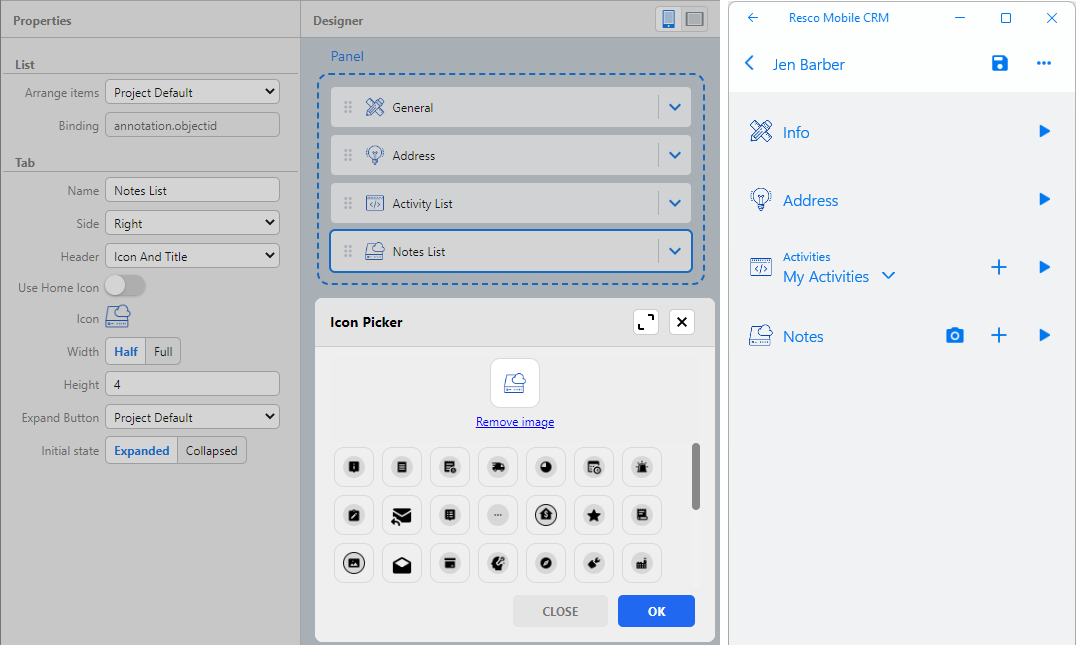 custom icon for associated lists on forms