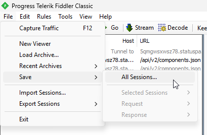 saving sessions in fiddler