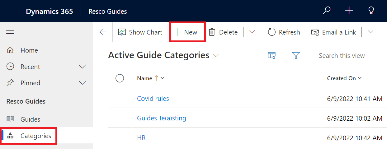 Adding guide categories in Dataverse