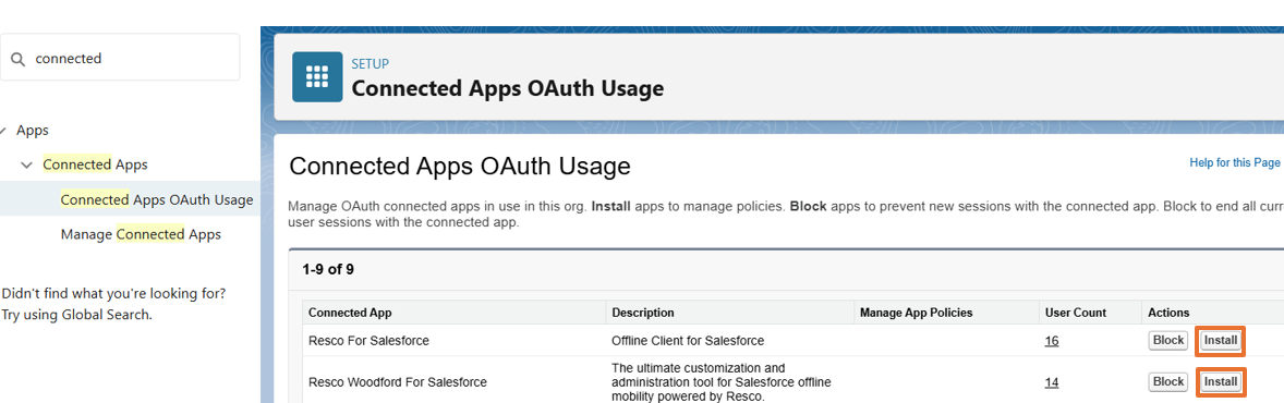 install connected apps