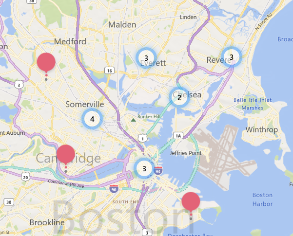Map pin aggregation
