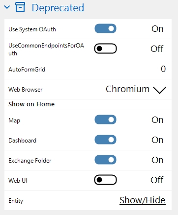 deprecated setup options