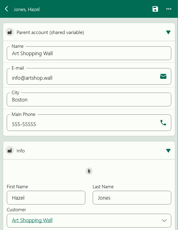 parent account via shared variables