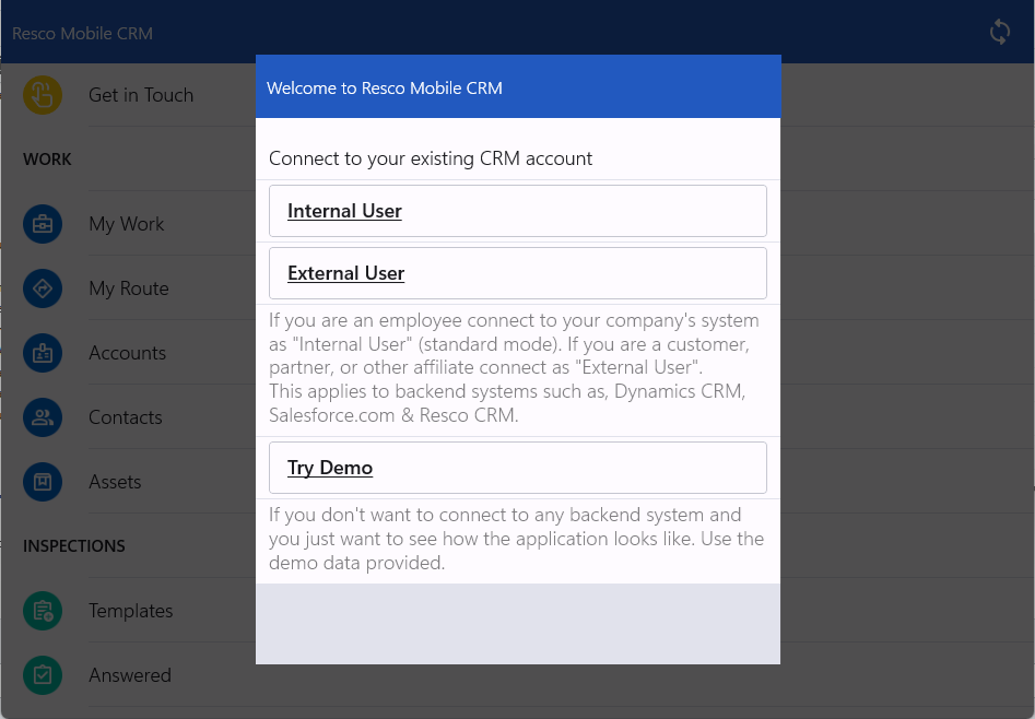 log in as an internal user
