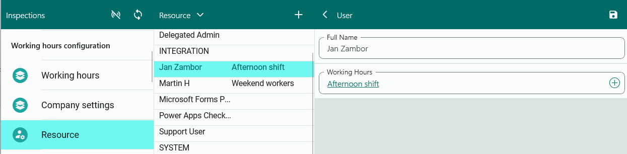 Assign working hours to resource records