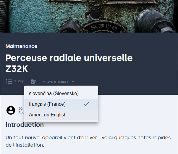 Language selector in the app