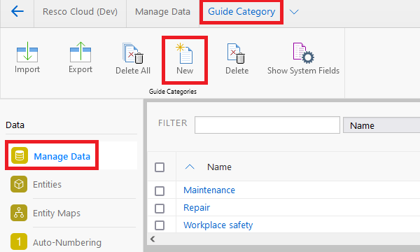Adding guide categories in Admin Console