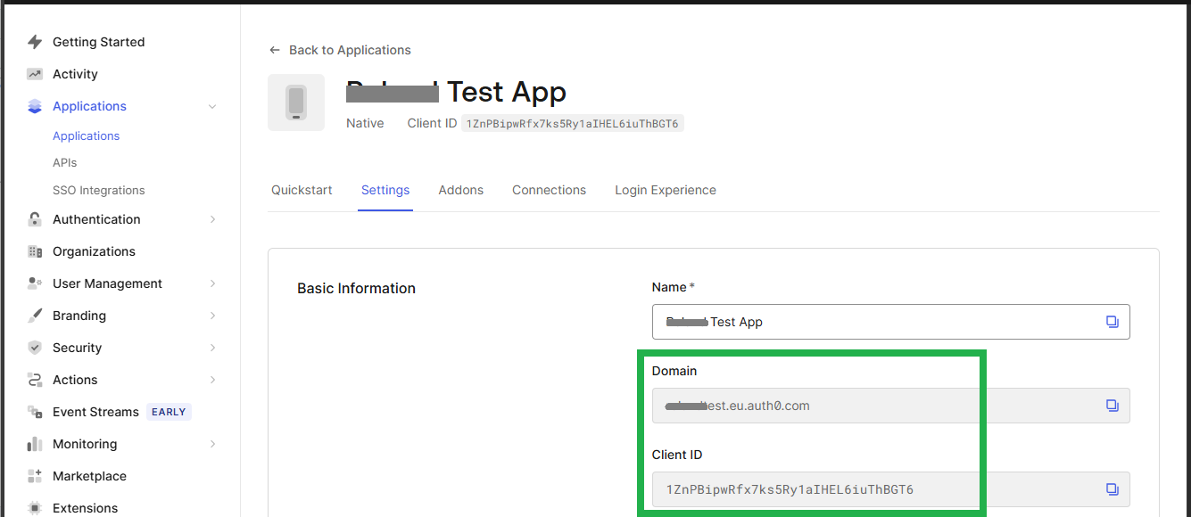 auth0 application setup