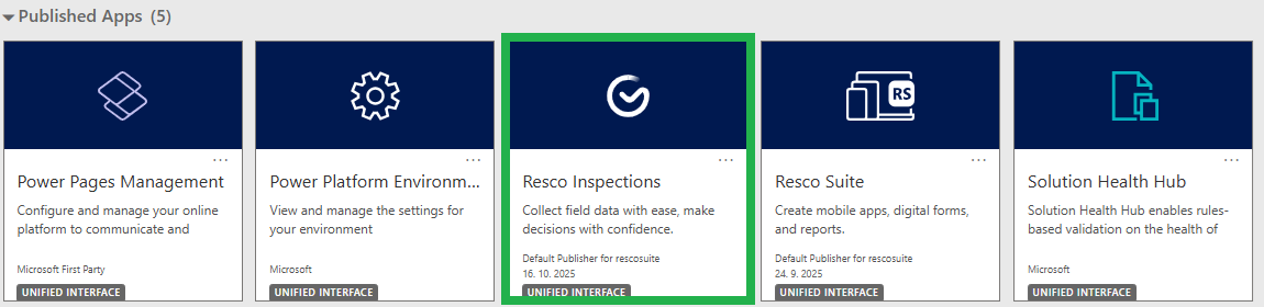 new Resco Inspections MDA