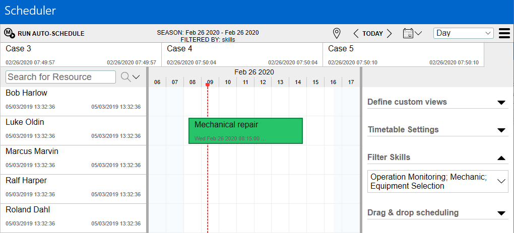 Schedule Board filter in action