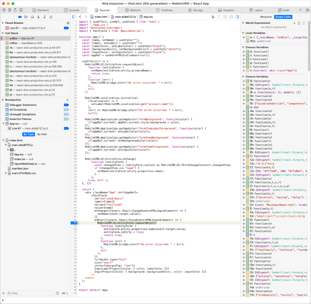 React web debugging