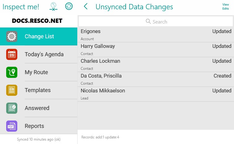 Using the change list