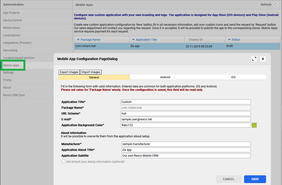 setting up custom mobile apps