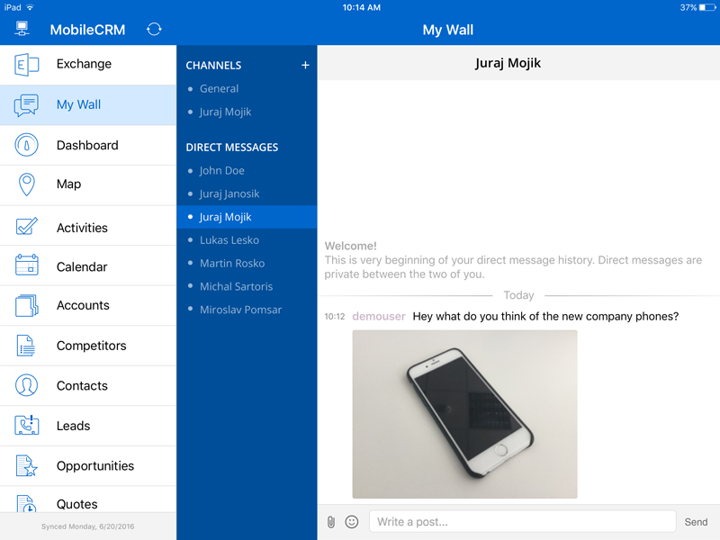 sample in app chat