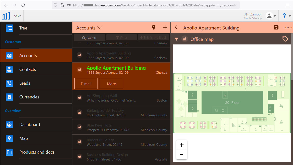 Resco Cloud web app in dark mode