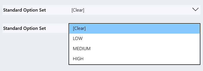 standard option set visualization as drop down
