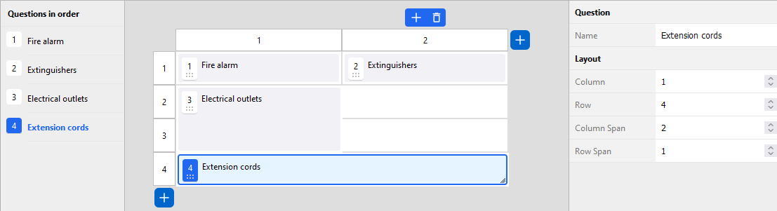 editing grid layout in questionnaires