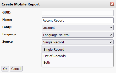 create a mobile report dialog