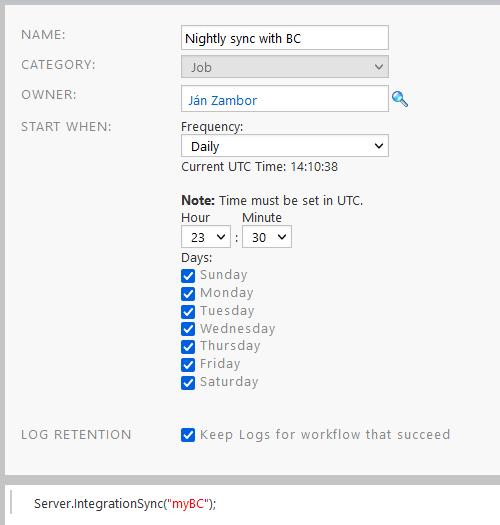 sync plan with bussines central