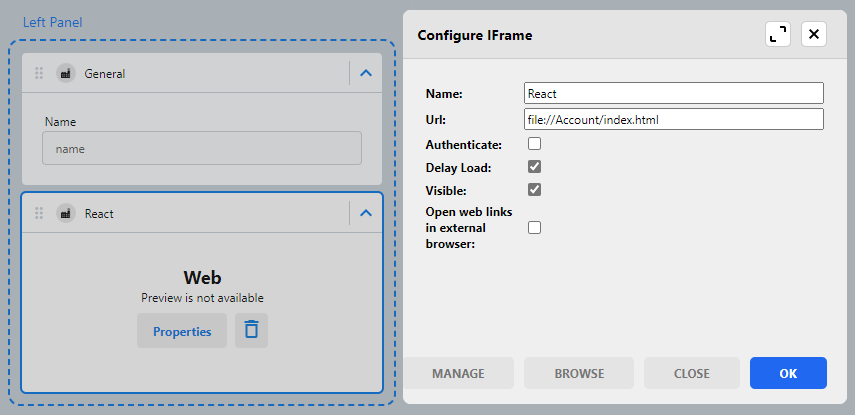 Add React to the iFrame on the form