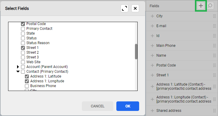 select fields in view