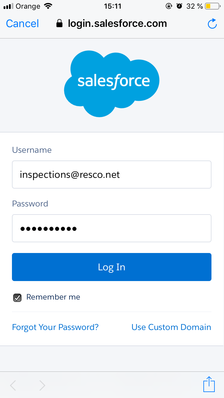 login page to salesforce