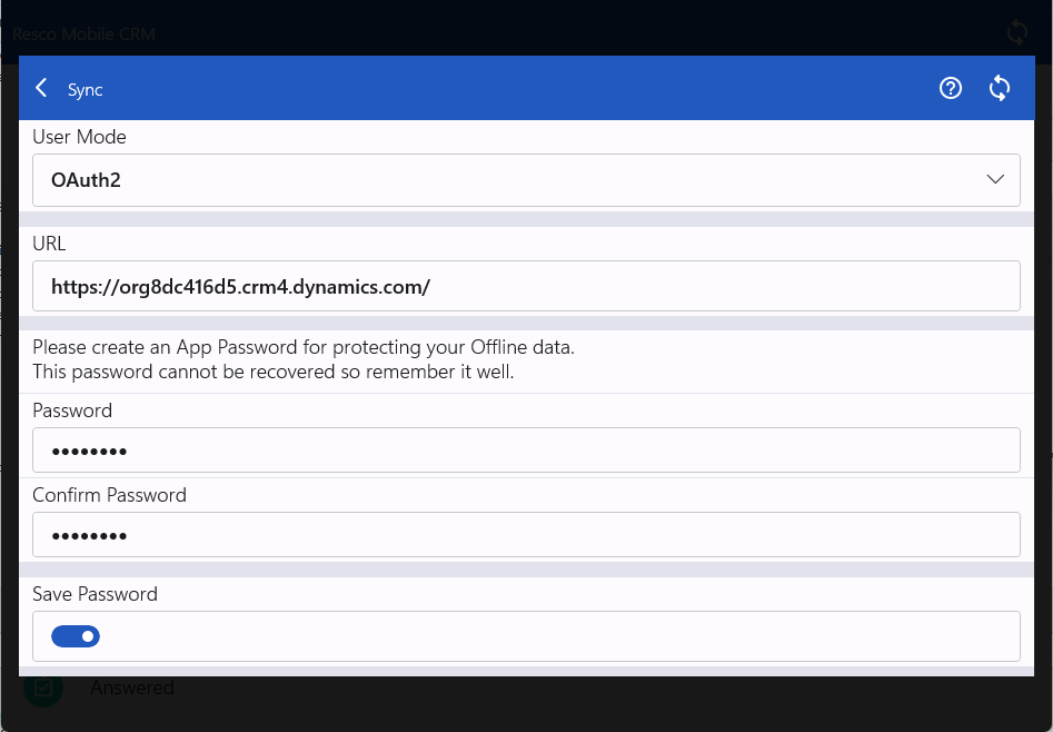 enter URL and password