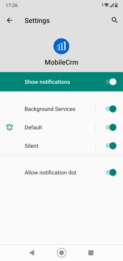 Notification setup for Android