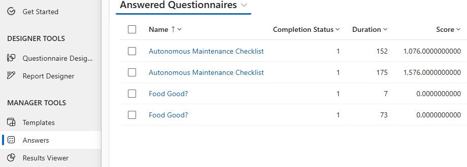 answered questionnaires