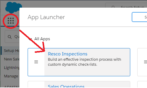 Resco Inspections as a managed package of Salesforce App Launcher