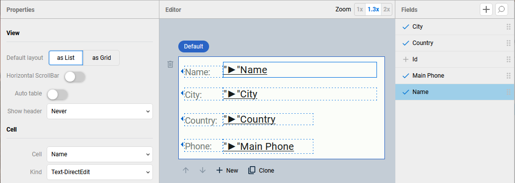 design the view for the parent account