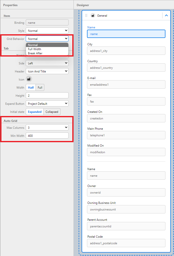 Auto Grid configuration example