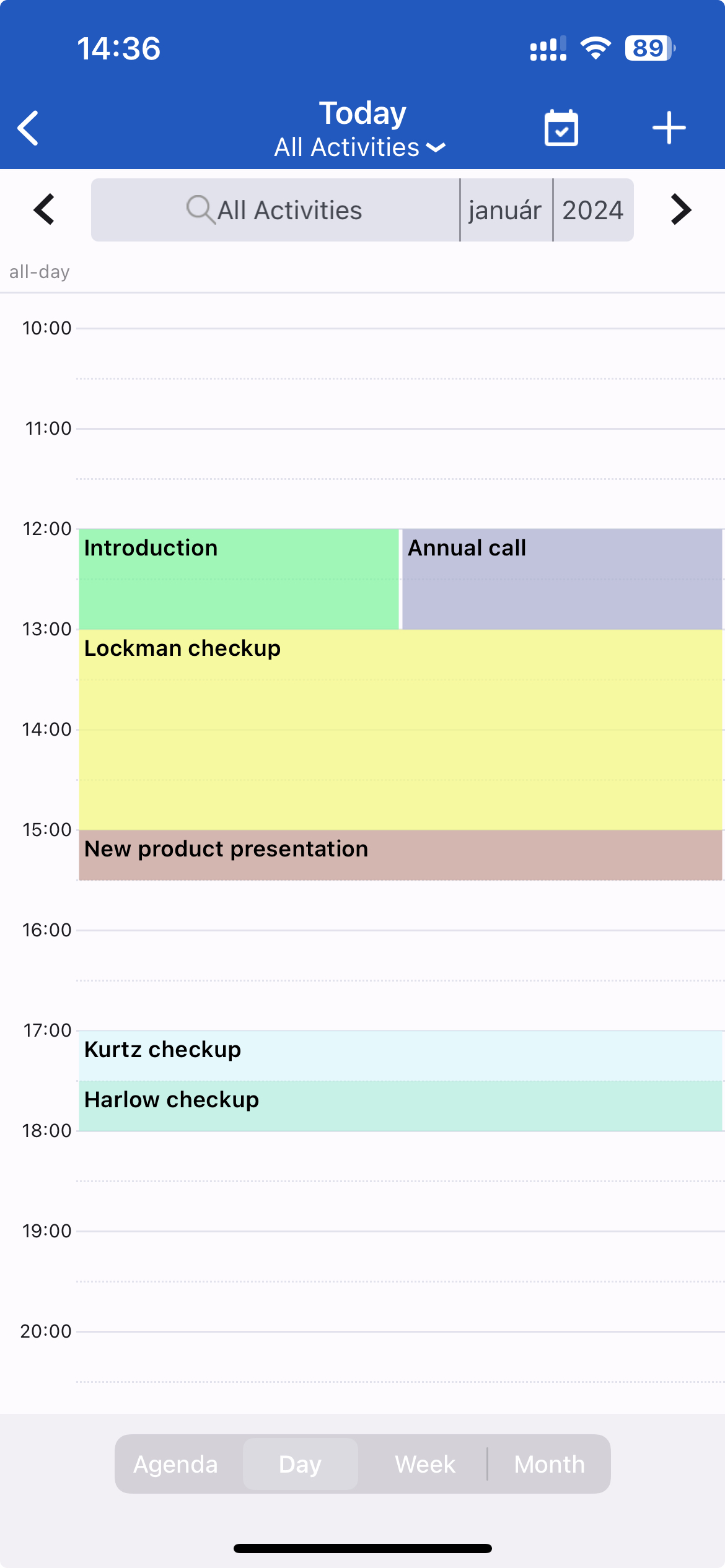 Day view on the Calendar