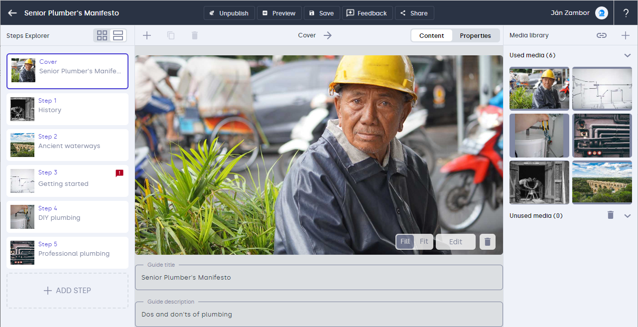 Guide editor main screen