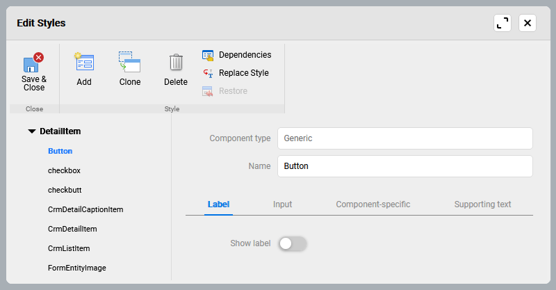 style editor UI