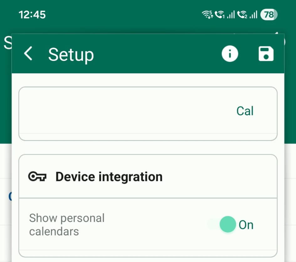 set personal calendar to off