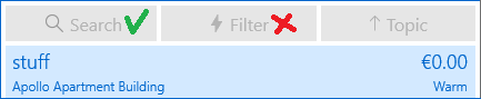 Using search strings in filters is only possible using the Search function in the app