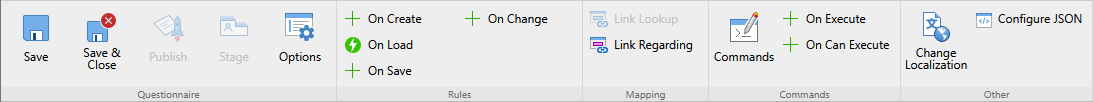 main toolbar in the Questionnaire Designer