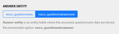 Select the table where to store questionnaire answers