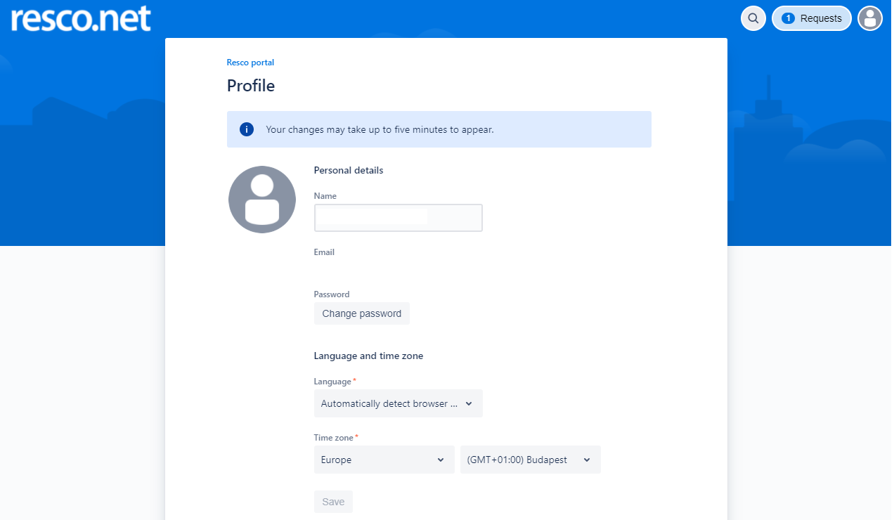 Support portal profile page