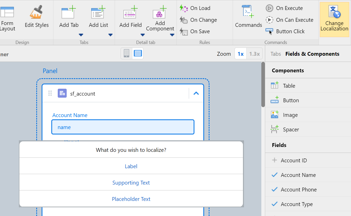 Change localization of label, placeholder and supporting text