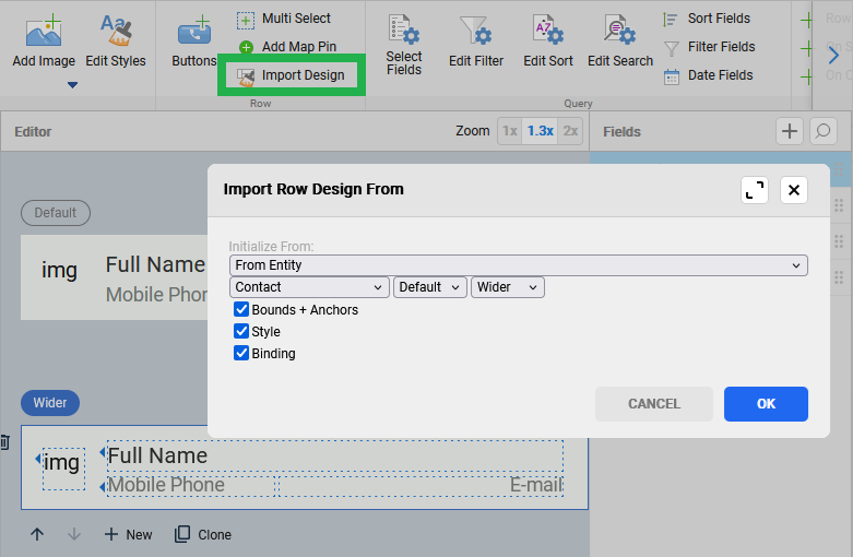 import design in views
