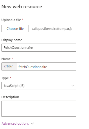 add new web resource to power app form