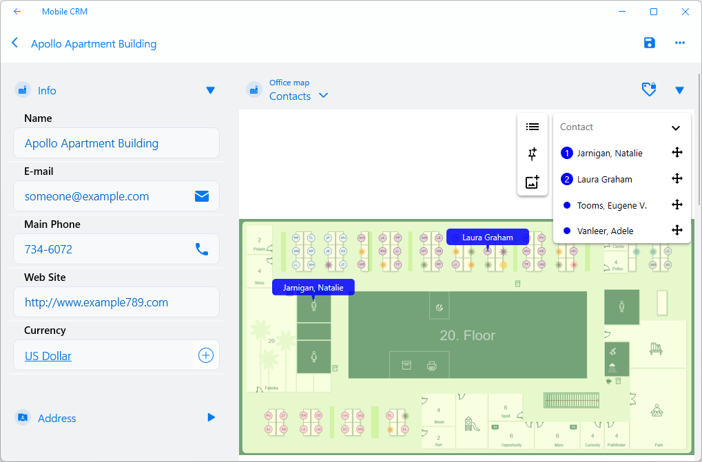 example of tagged images (office map) in Resco mobile apps