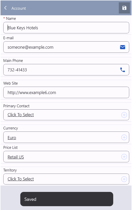 message informing about completing a user action