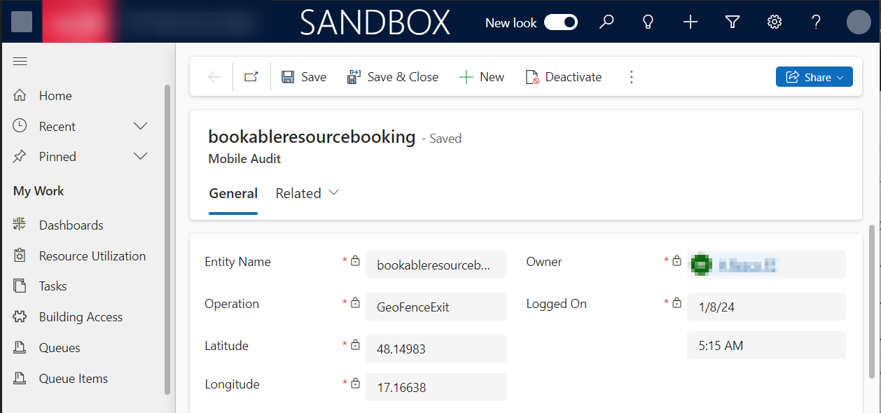 sample geofencing audit record