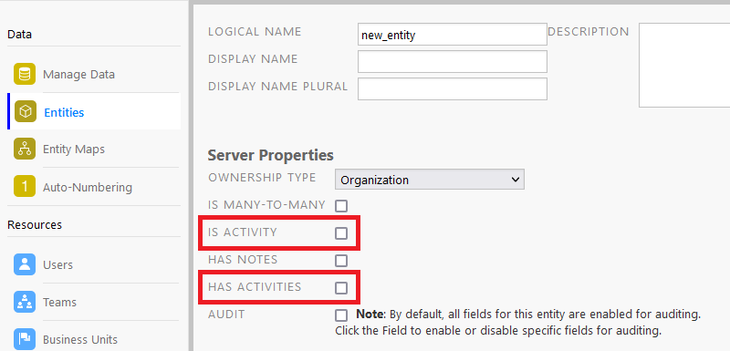 create an activity in resco cloud