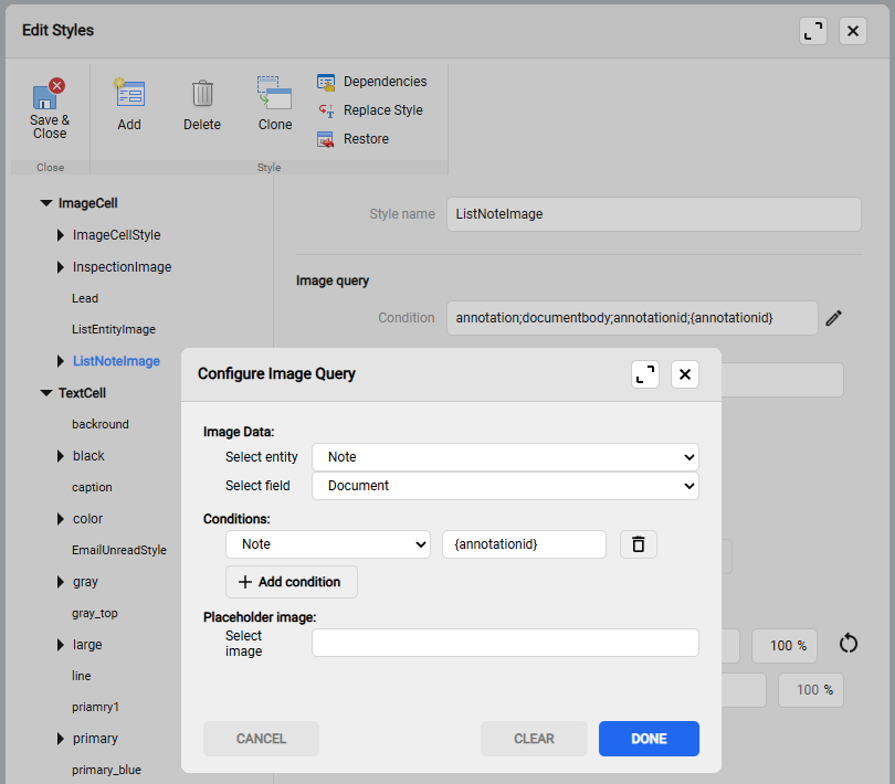 special image query for adding images to the notes view