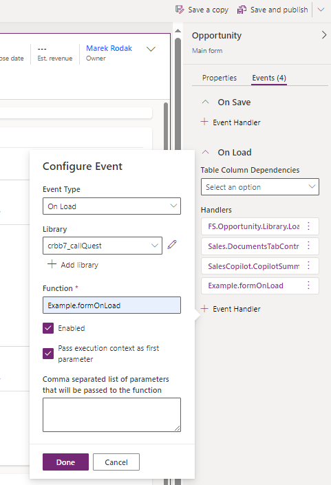 Power apps, Form, On Load Event handler